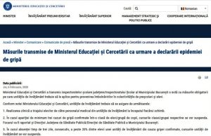 Măsuri importante privind epidemia de gripă