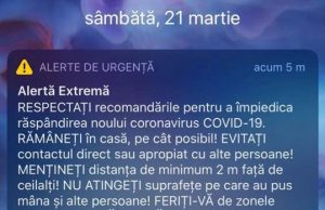 Mesaj RO-ALERT: Rămâneți în casă, pe cât posibil! Mesaj RO-ALERT 21 martie 2020