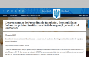 A fost instituită starea de urgență pentru 30 de zile Decret stare de urgență