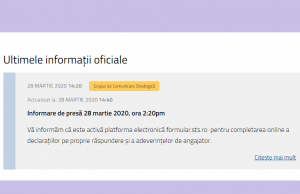 Platformă electronică oficială – formular.sts.ro formular.sts.ro