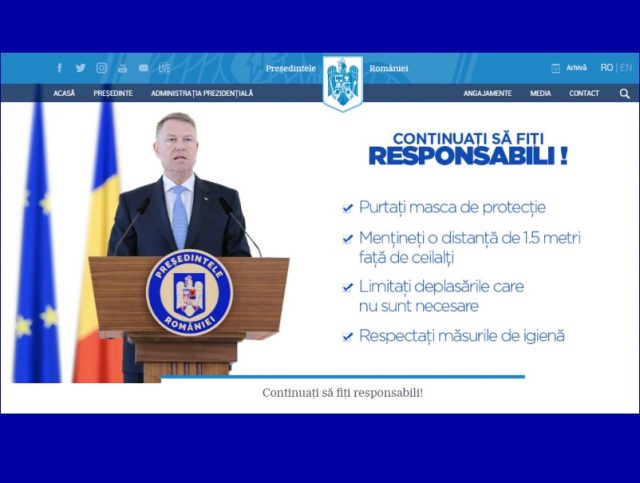Președintele României Klaus Iohannis - Continuați să fiți responsabili!