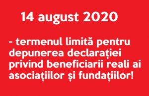 Declarația privind beneficiarii reali ai ong-urilor trebuie depusă obligatoriu până pe 14 august!