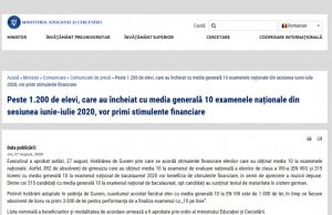 Premii în bani de la Guvern pentru elevii cu media 10 la examenele naționale