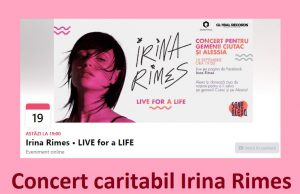 Concert caritabil IRINA RIMES, în direct, pe Facebook! Donează și TU!