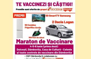 ”Te vaccinezi și câștigi!” Maraton de vaccinare anti-covid-19 urmat de o tombolă cu premii consistente pentru cei vaccinați oferite de Soceram Doicești