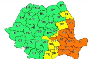 Atenție! Cod galben de instabilitate atmosferică temporar accentuată azi în Dâmbovița!