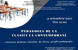 „Pedagogia – de la clasici la contemporani”, concurs pentru elevi dedicat Zilei Mondiale a Educaţiei