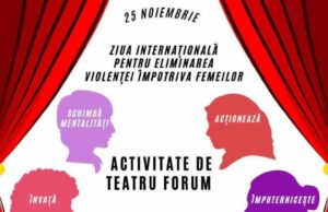 Activitate inedită de teatru forum la Aninoasa, pe 25 noiembrie, pentru marcarea Zilei internaționale de eliminare a violenței asupra femeilor