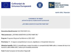 COMUNICAT DE PRESĂ privind începerea implementării proiectului: „DOTAREA SOCIETATII ELECTRO PAINT SRL”